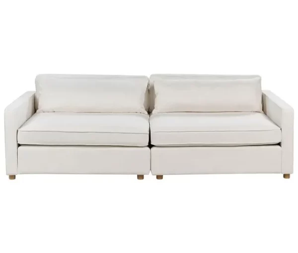 Sofá 3 lugares em bouclé branco creme VINSTRA