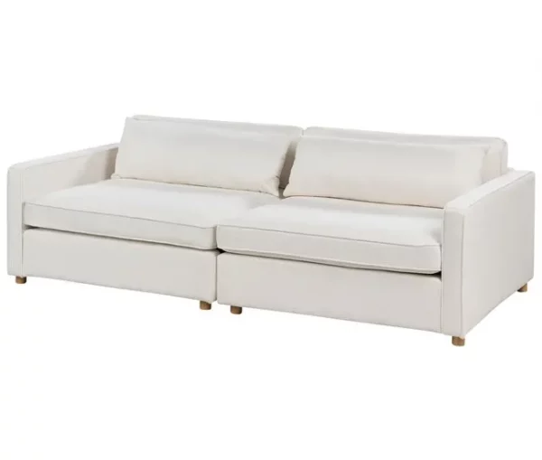 Sofá 3 lugares em bouclé branco creme VINSTRA