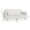 HOMCOM Sofá de 3 Lugares Sofá Sala de Estar Estofado em Poliéster com 2 Almofadas Acolchoadas Sofá Elegante 178x82x85 cm Creme