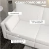 HOMCOM Sofá de 3 Lugares Sofá Sala de Estar Estofado em Poliéster com 2 Almofadas Acolchoadas Sofá Elegante 178x82x85 cm Creme