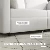 HOMCOM Sofá de 3 Lugares Sofá Sala de Estar Estofado em Poliéster com 2 Almofadas Acolchoadas Sofá Elegante 178x82x85 cm Creme