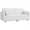 HOMCOM Sofá de 3 Lugares Sofá Sala de Estar Estofado em Poliéster com 2 Almofadas Acolchoadas Sofá Elegante 178x82x85 cm Creme