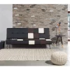 Sofá-cama de 3 lugares em pele sintética patchwork preto castanho e branco OLSKER