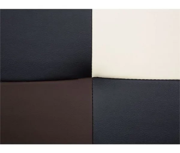 Sofá-cama de 3 lugares em pele sintética patchwork preto castanho e branco OLSKER