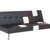 Sofá-cama de 3 lugares em pele sintética patchwork preto castanho e branco OLSKER
