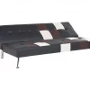 Sofá-cama de 3 lugares em pele sintética patchwork preto castanho e branco OLSKER