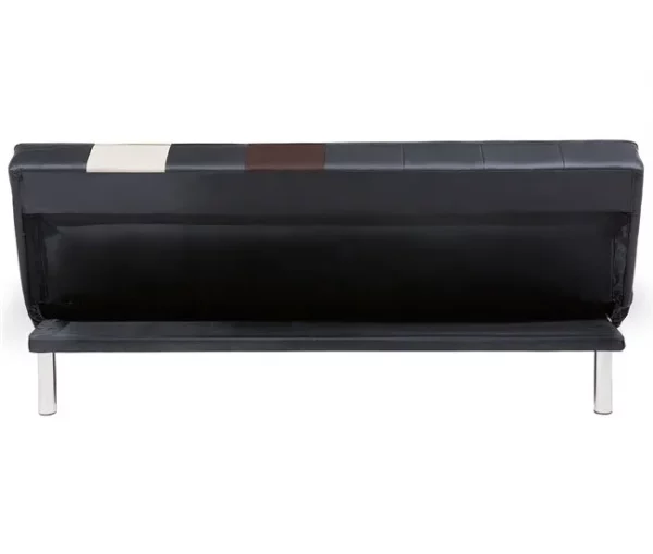 Sofá-cama de 3 lugares em pele sintética patchwork preto castanho e branco OLSKER