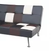 Sofá-cama de 3 lugares em pele sintética patchwork preto castanho e branco OLSKER