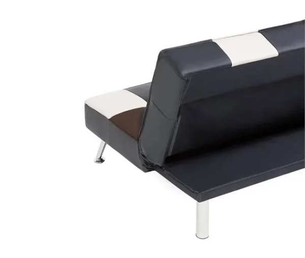 Sofá-cama de 3 lugares em pele sintética patchwork preto castanho e branco OLSKER