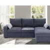 Chaise longue com cama BROADWAY reversível 3 lugares cinza escuro