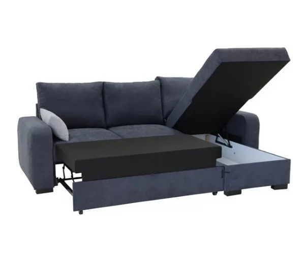 Chaise longue com cama BROADWAY reversível 3 lugares cinza escuro