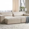 2 Seater L w Ottoman, HELLNAR, Beige,DEF