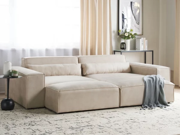 2 Seater L w Ottoman, HELLNAR, Beige,DEF