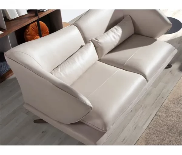 Sofá de 2 lugares estofado em pele cinzenta taupe