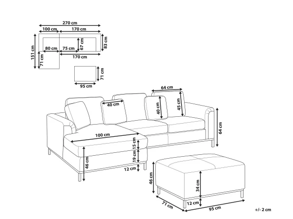 Sofa Ecksofa OSLO R beige CH