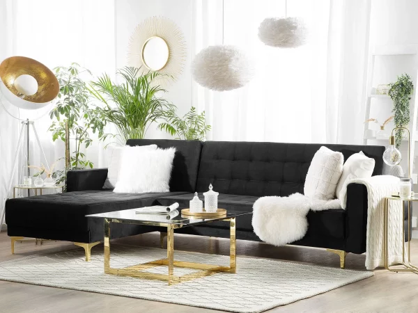 Sofa links/rechts ABERDEEN Samt Schwarz DEF