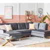 Sofá-cama em veludo cinzento 4 lugares LERUM