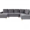 Sofá-cama em veludo cinzento 4 lugares LERUM