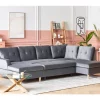 Sofá-cama em veludo cinzento 4 lugares LERUM