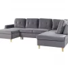 Sofá-cama em veludo cinzento 4 lugares LERUM