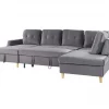 Sofá-cama em veludo cinzento 4 lugares LERUM