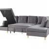 Sofá-cama em veludo cinzento 4 lugares LERUM
