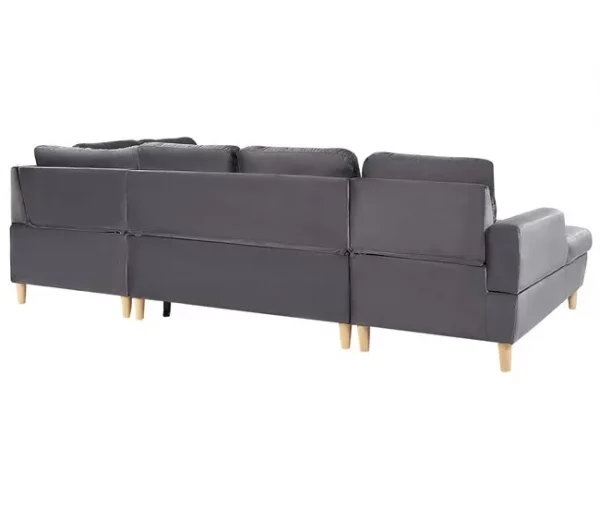Sofá-cama em veludo cinzento 4 lugares LERUM