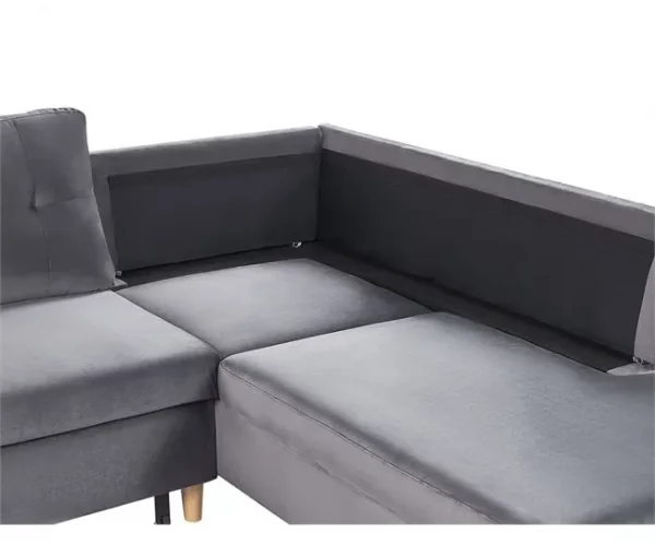 Sofá-cama em veludo cinzento 4 lugares LERUM