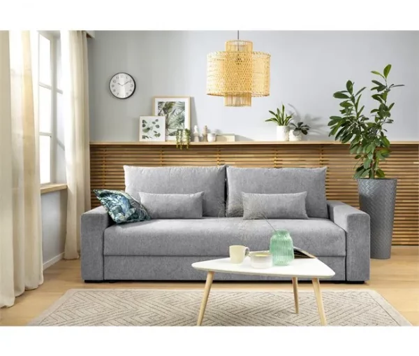 Sofá-cama PIA 3 lugares com arca cinzento