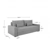 Sofá-cama PIA 3 lugares com arca cinzento