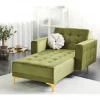 Chaise-longue reclinável em veludo verde ABERDEEN