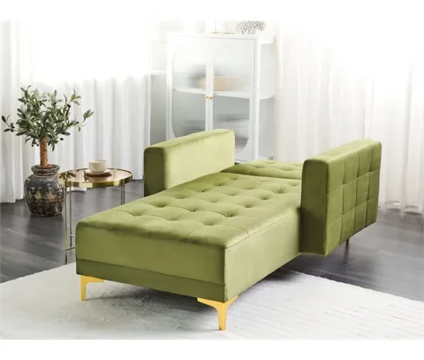 Chaise-longue reclinável em veludo verde ABERDEEN