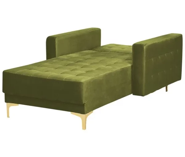 Chaise-longue reclinável em veludo verde ABERDEEN