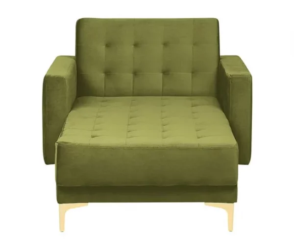 Chaise-longue reclinável em veludo verde ABERDEEN