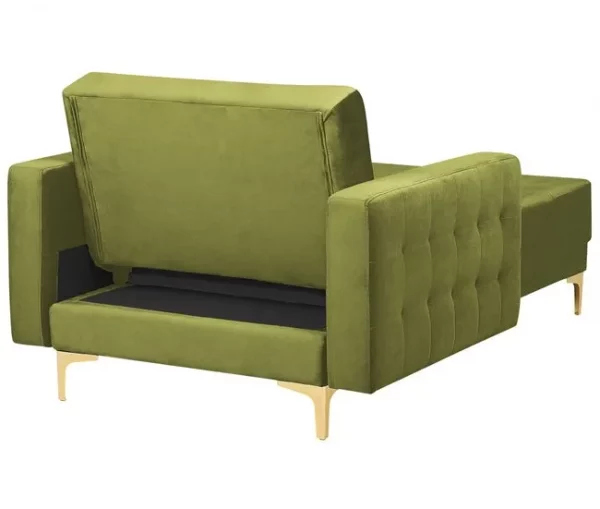 Chaise-longue reclinável em veludo verde ABERDEEN