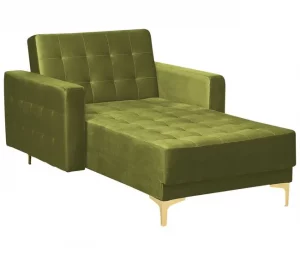 Chaise-longue reclinável em veludo verde ABERDEEN