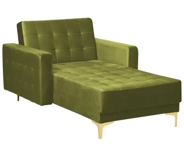 Chaise-longue reclinável em veludo verde ABERDEEN