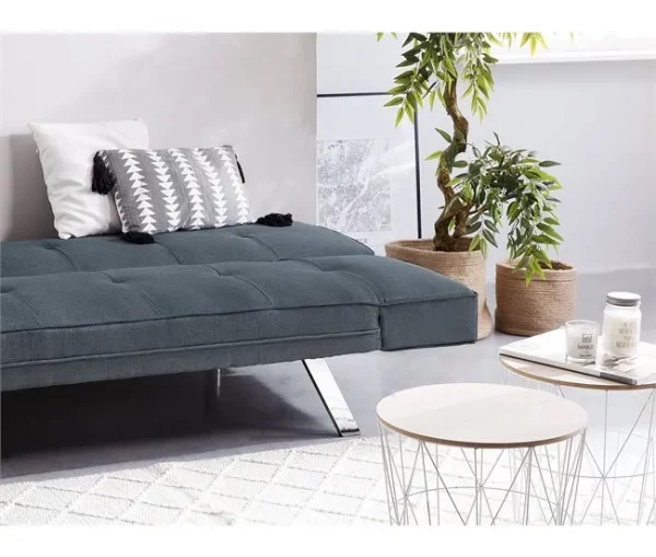 Sofá-cama de 3 lugares em tecido azul escuro BRISTOL