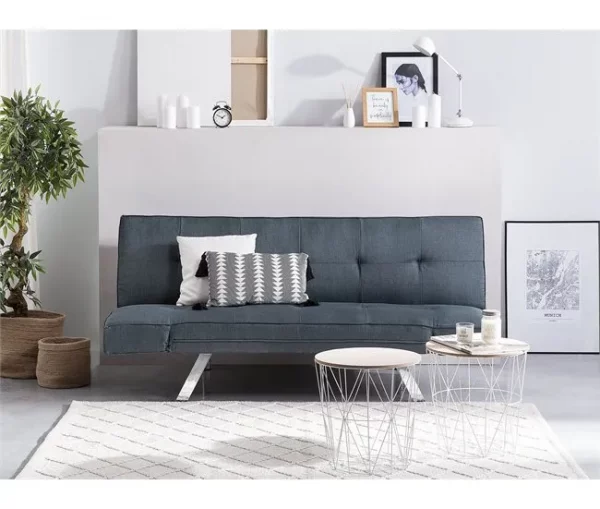 Sofá-cama de 3 lugares em tecido azul escuro BRISTOL
