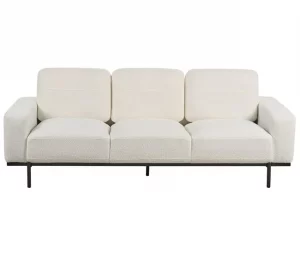 Sofá 3 lugares em tecido bouclé branco SOVIK