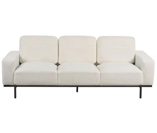 Sofá 3 lugares em tecido bouclé branco SOVIK