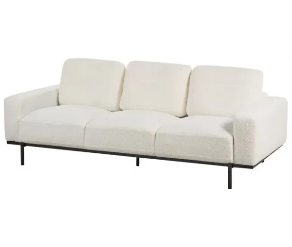 Sofá 3 lugares em tecido bouclé branco SOVIK