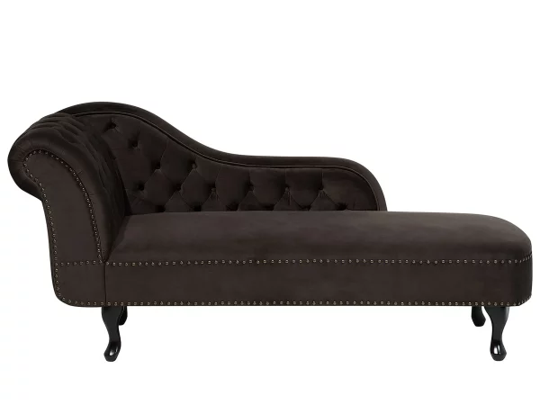 Chaiselongue NIMES samt, dunkelbraun, linksseitig CH