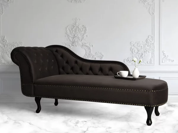 Chaiselongue NIMES samt, dunkelbraun, linksseitig CH