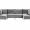 Sofa U-Form EVJA Samtstoff grau CH