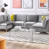 Sofa U-Form EVJA Samtstoff grau CH