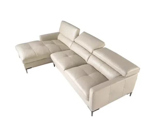 Sofá chaise longue esquerdo em pele de areia