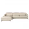Sofá chaise longue esquerdo em pele de areia