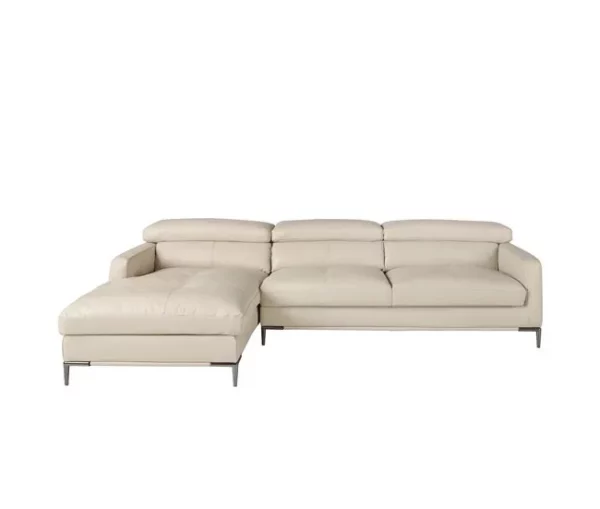 Sofá chaise longue esquerdo em pele de areia