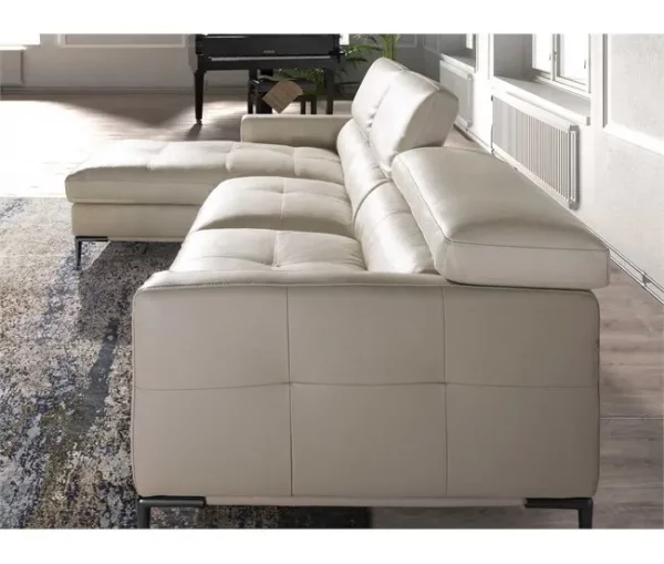 Sofá chaise longue esquerdo em pele de areia